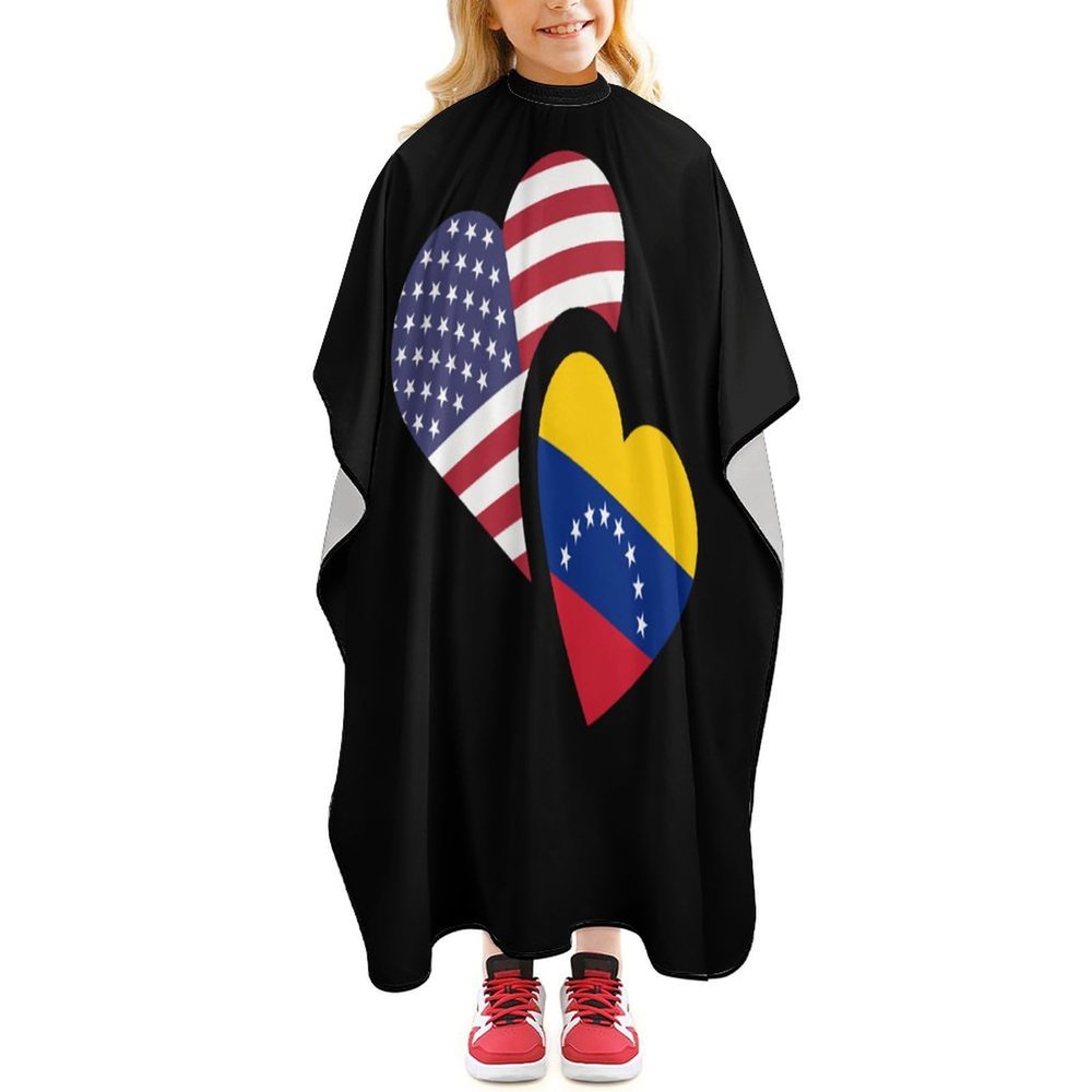 Venezuela US Flag Mini Barber Cape Professional Small Barber Apron Unisex Haircut Cape Water Resistant Salon Cape, 202403056