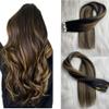 12inch Tape in Hair Extensions Natural Black Balayage Light Blonde Highlight Black Straight Remy Human Hair Extensions Tape in Natural Hair PU Skin Weft 20pcs 50g view 1