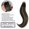 12inch Tape in Hair Extensions Natural Black Balayage Light Blonde Highlight Black Straight Remy Human Hair Extensions Tape in Natural Hair PU Skin Weft 20pcs 50g view 2
