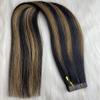 12inch Tape in Hair Extensions Natural Black Balayage Light Blonde Highlight Black Straight Remy Human Hair Extensions Tape in Natural Hair PU Skin Weft 20pcs 50g view 3