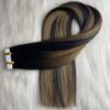 12inch Tape in Hair Extensions Natural Black Balayage Light Blonde Highlight Black Straight Remy Human Hair Extensions Tape in Natural Hair PU Skin Weft 20pcs 50g view 4