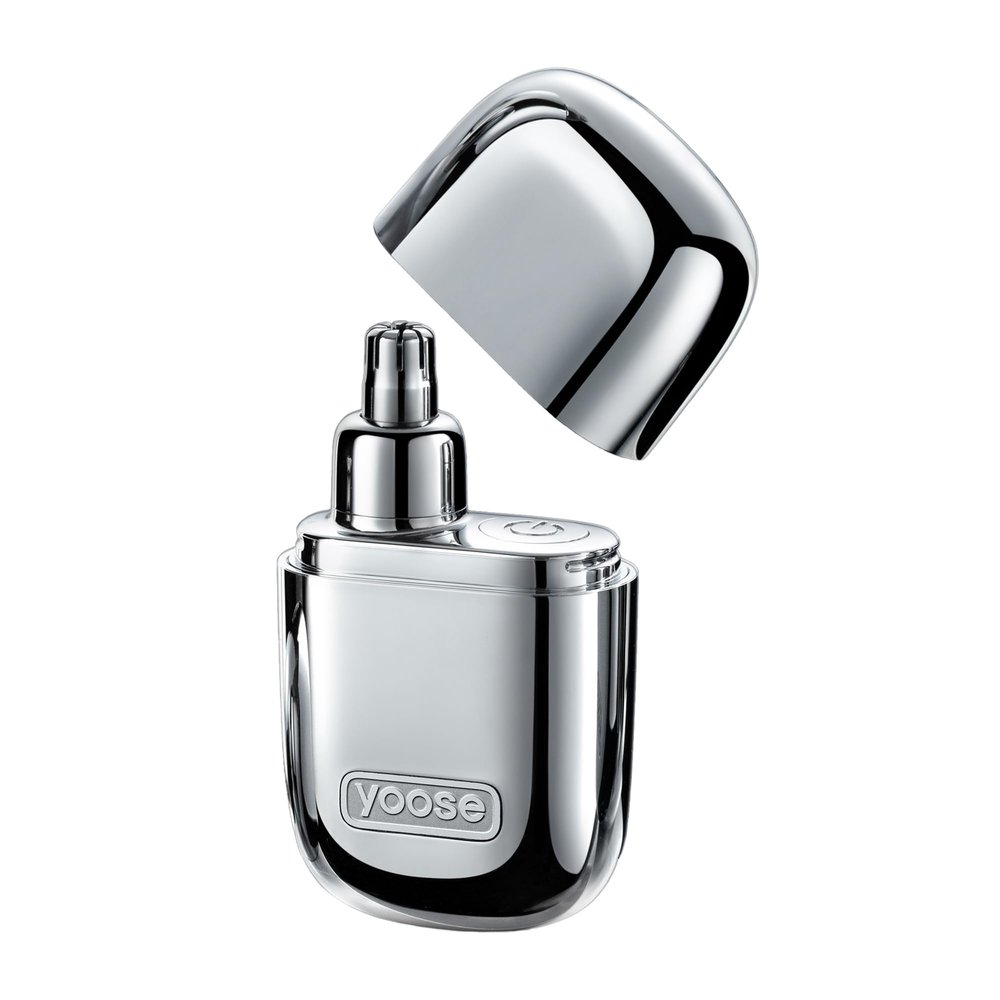 yoose Nose Hair Trimmer, Alloy Rechargeable Nose Hair Trimmer for Men Women, IPX7 Waterproof, Detachable Head, Easy to Clean, Portable Travel Size Nose Trimmers, Dual Edged Blades, Painless, Silver