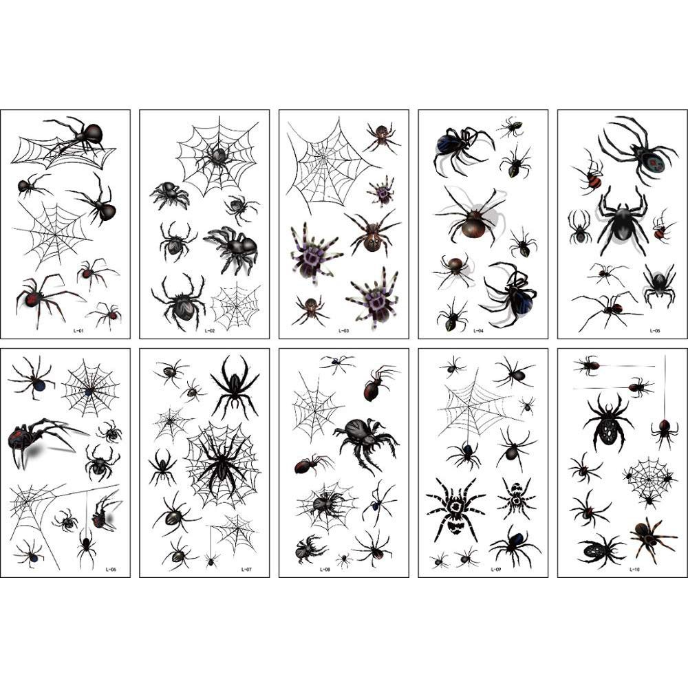 10 Sheets Lifelike Scar Temporary Tattoos Stickers, Body Art Templates, DIY Tattooing Template Temporary Stickers Body Art Stickers(Spider)
