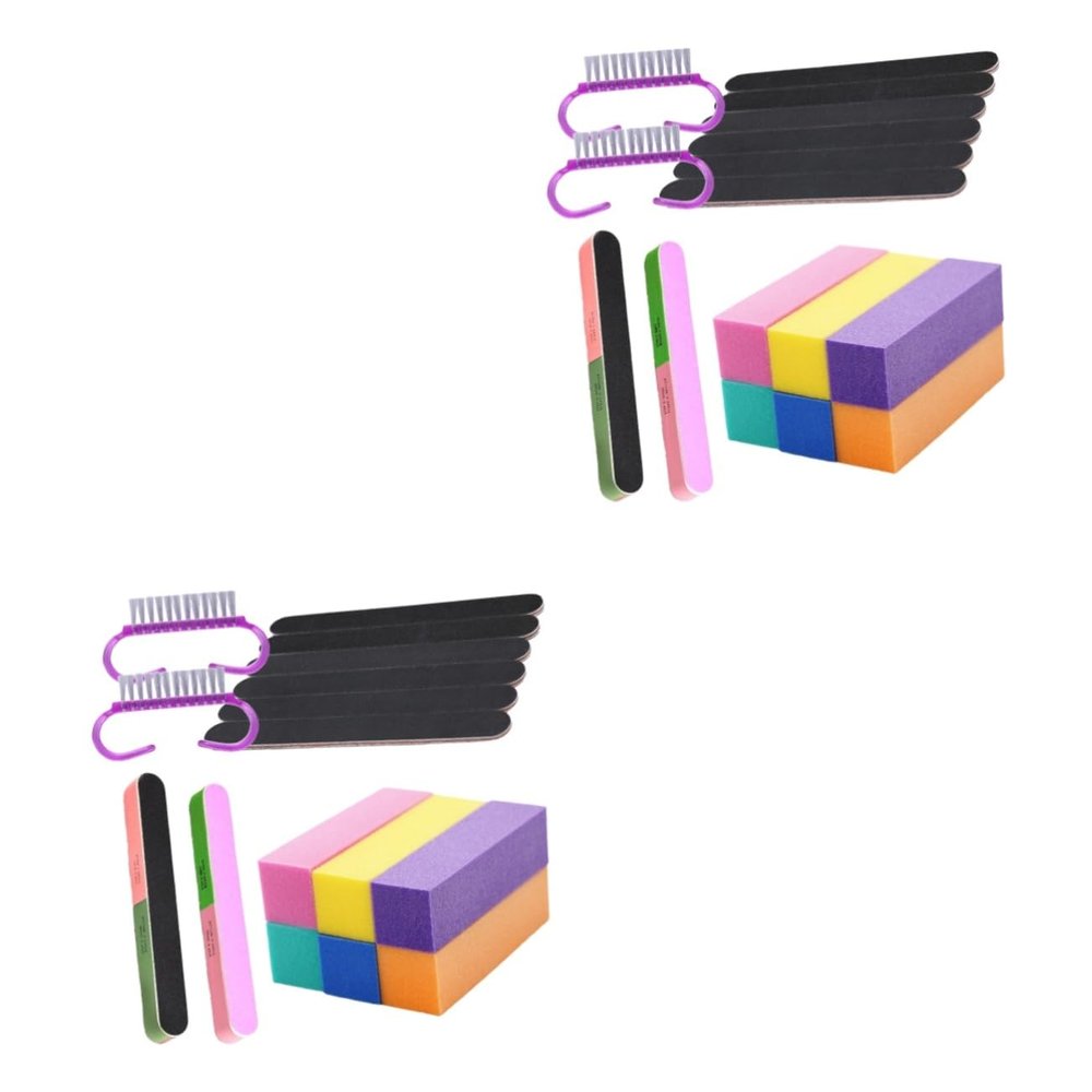 minkissy 2sets Rough Grit Fingernail Sanding Block Mini Nail Brush Polishing Buffers Sanding Stripe Manicure Tool Nail Shine Buffer