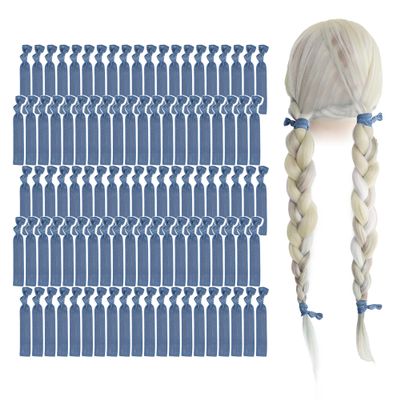 MEEDEE 100 Pack Smoke Blue Hair Ties For Women Blue No Crease Knotted Hair Ties Soft No Damage Elastic Hair Ribbon Ouchless Yoga Elastic Bracelets