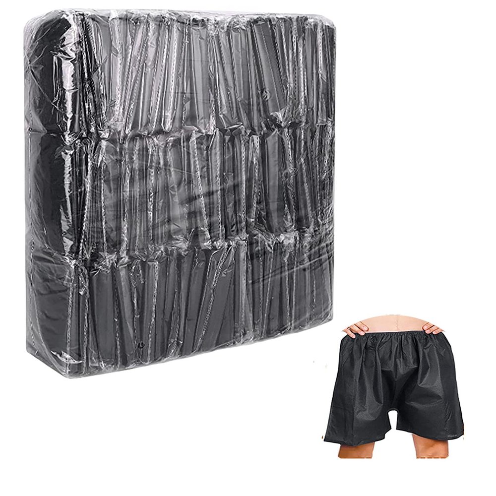 50-100 Pack Disposable spa Underwear nonwoven exam shortsnonwoven exam Shorts Suitable for Camping Travel-Hospital Stay-Emergency-Hospital Stay in, Individually Wrapped//90(Black,100PCS)