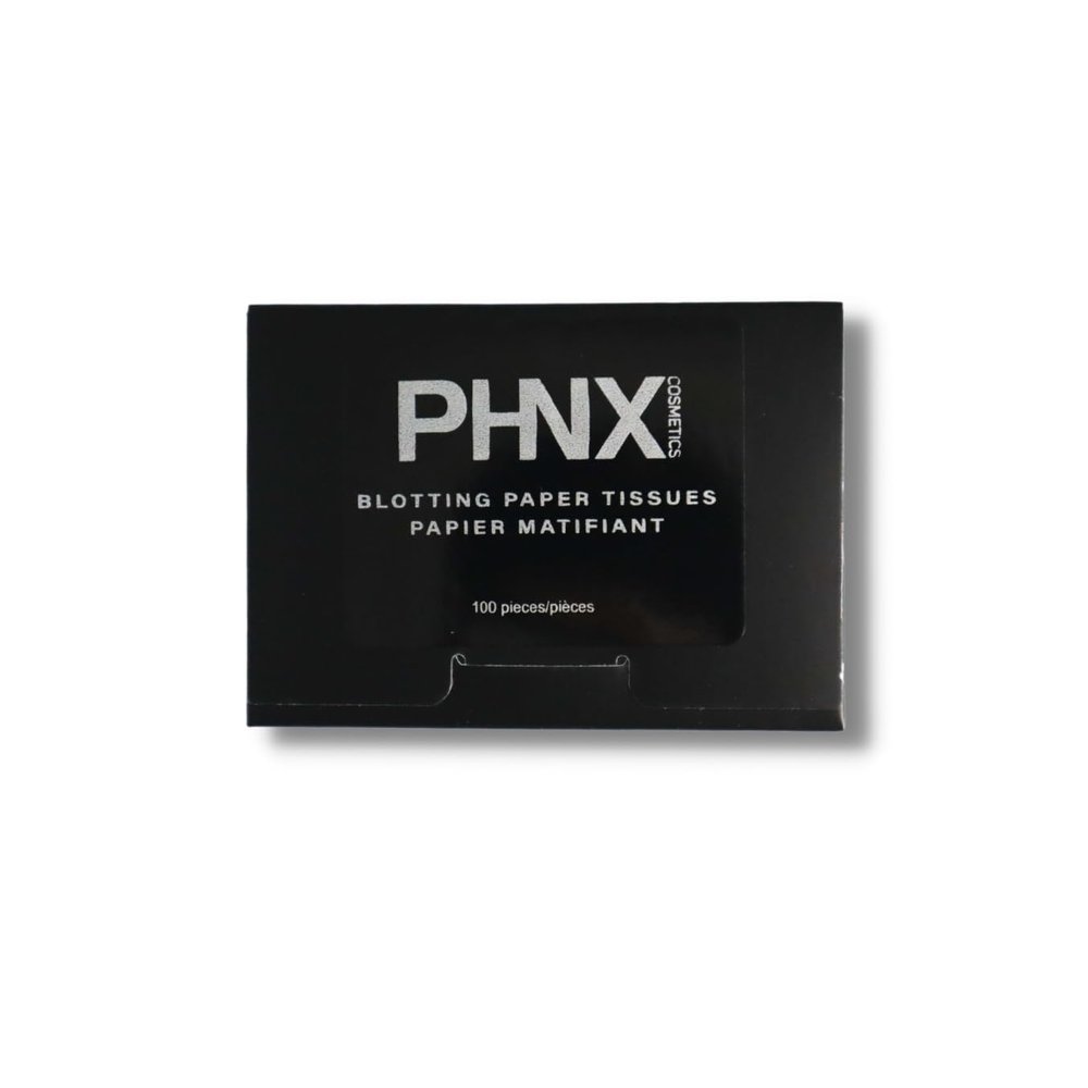 PHNX Cosmetics Blotting Paper Tissues Charcoal. 100 Tissues. Absorbs Excess Oil/Shine. Easy Travel Packaging.