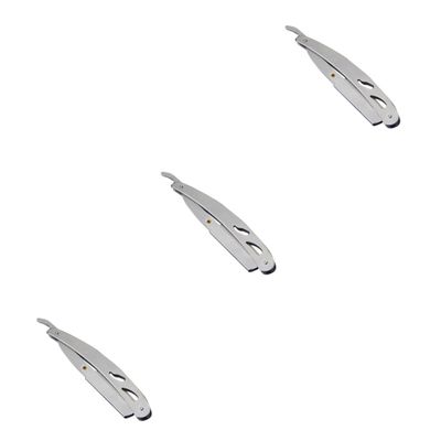 NOLITOY 3pcs Professional Barber Razor Blade Vintage Edge for Men Stainless Steel Manual Barber Supplies Shaver Holder