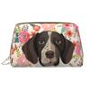 Xsovgoi German Shorthaired Pointe Dogs Floral Boho Flowers Leather Makeup Bag Organizer Travel Cosmetic Bag 8.3"X3.6"X5.3" view 1