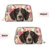 Xsovgoi German Shorthaired Pointe Dogs Floral Boho Flowers Leather Makeup Bag Organizer Travel Cosmetic Bag 8.3"X3.6"X5.3" view 3
