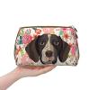 Xsovgoi German Shorthaired Pointe Dogs Floral Boho Flowers Leather Makeup Bag Organizer Travel Cosmetic Bag 8.3"X3.6"X5.3" view 4