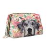Xsovgoi Great Dane Dogs Floral Boho Flowers Leather Makeup Bag Organizer Travel Cosmetic Bag 8.3"X3.6"X5.3" view 2