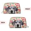 Xsovgoi Great Dane Dogs Floral Boho Flowers Leather Makeup Bag Organizer Travel Cosmetic Bag 8.3"X3.6"X5.3" view 3