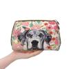 Xsovgoi Great Dane Dogs Floral Boho Flowers Leather Makeup Bag Organizer Travel Cosmetic Bag 8.3"X3.6"X5.3" view 4