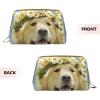 Xsovgoi Golden Retriever Dog Leather Makeup Bag Organizer Travel Cosmetic Bag 6.7"X3"X4.3" view 3