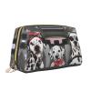 Xsovgoi Dog Family Driving Car Leather Makeup Bag Organizer Travel Cosmetic Bag 6.7"X3"X4.3" view 2