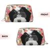 Xsovgoi Bernedoodle Dogs Floral Boho Flowers Leather Makeup Bag Organizer Travel Cosmetic Bag 6.7"X3"X4.3" view 3