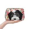 Xsovgoi Bernedoodle Dogs Floral Boho Flowers Leather Makeup Bag Organizer Travel Cosmetic Bag 6.7"X3"X4.3" view 4