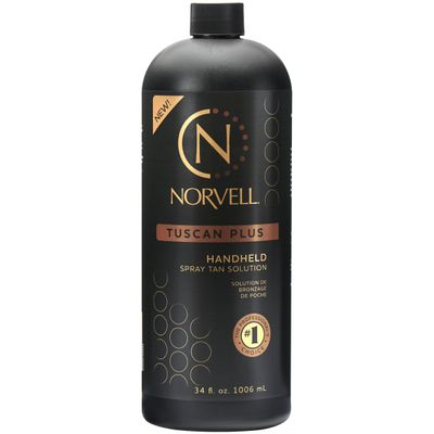 Norvell Tuscan Plus Sunless Spray Tan Solution 34 fl oz, Caramel Brown & Rose Tan Professional Tanning Solution for Spray Tan Machines Achieve Instant, Long-Lasting Natural Color