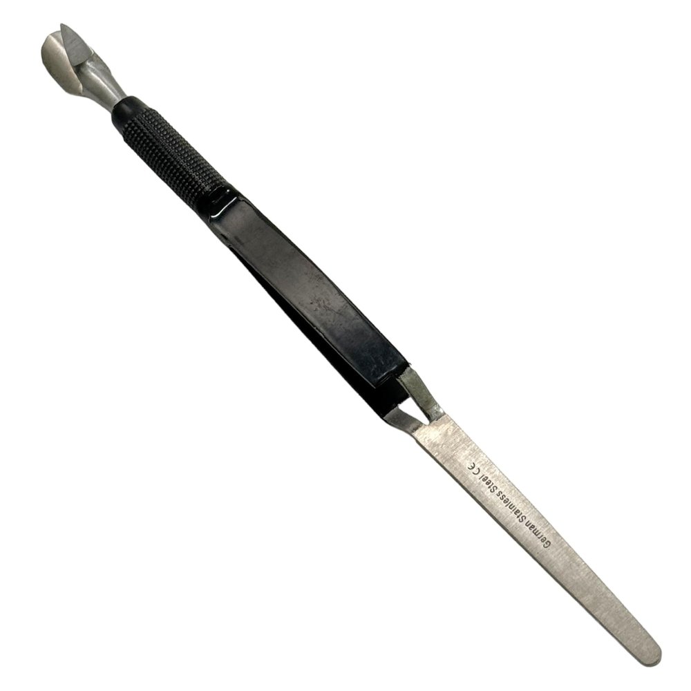 7" Acrylic Nail Pincher Pinching Tool Cuticle Pusher Stainless Steel Nail Shaping Tweezers Multi-Function Nail Art Pincher for Manicure (Black)
