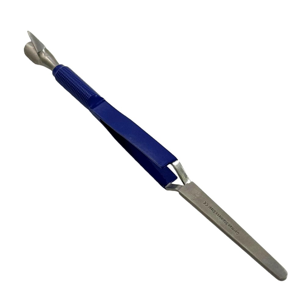 7" Acrylic Nail Pincher Pinching Tool Cuticle Pusher Stainless Steel Nail Shaping Tweezers Multi-Function Nail Art Pincher for Manicure (Blue)