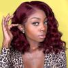 LUMIERE 16 Inch 99j Burgundy Lace Front Wigs Human Hair Natural Wave 13x4 HD Lace Front Glueless Wigs Human Hair Bob Wig Pre Plucked 180% Density Small Knots HD Frontal Wig 16inch view 1