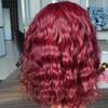 LUMIERE 16 Inch 99j Burgundy Lace Front Wigs Human Hair Natural Wave 13x4 HD Lace Front Glueless Wigs Human Hair Bob Wig Pre Plucked 180% Density Small Knots HD Frontal Wig 16inch view 3