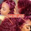 LUMIERE 16 Inch 99j Burgundy Lace Front Wigs Human Hair Natural Wave 13x4 HD Lace Front Glueless Wigs Human Hair Bob Wig Pre Plucked 180% Density Small Knots HD Frontal Wig 16inch view 4