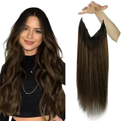 Sunny Clip in Hair Extensions and Wire Hair Extensions Dark Brown Balayage Medium Brown 160G