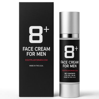 8+ Face Cream for Men | Advanced Hydrating Formula with 8 Active Ingredients | Smooths Fine Lines | Firms and Brightens Skin | Under Eye Care for Dark Circles | Fast Absorbing | Made in USA | 1.7oz