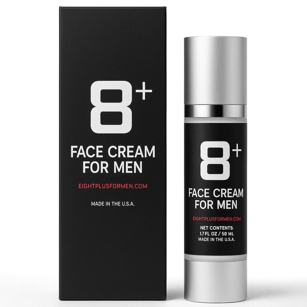 8+ Face Cream for Men | Advanced Hydrating Formula with 8 Active Ingredients | Smooths Fine Lines | Firms and Brightens Skin | Under Eye Care for Dark Circles | Fast Absorbing | Made in USA | 1.7oz
