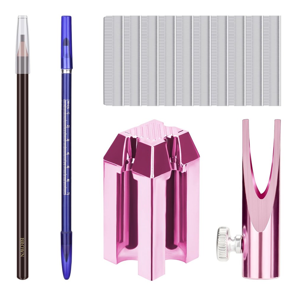 ATOMUS Eyebrow Makeup Sharpener Set - 1cm & 0.8cm Pencil Sharpener - 10pcs Eyebrow Trimmer - Brown & Black Eyebrow Pencil Set for Makeup & Microblading