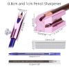 ATOMUS Eyebrow Makeup Sharpener Set - 1cm & 0.8cm Pencil Sharpener - 10pcs Eyebrow Trimmer - Brown & Black Eyebrow Pencil Set for Makeup & Microblading view 2