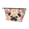 Xsovgoi Pug Dogs Floral Boho Flowers Travel Makeup Bag Organizer, Cosmetic Bags, Multi Purpose Pouch Bag view 2
