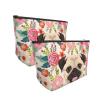 Xsovgoi Pug Dogs Floral Boho Flowers Travel Makeup Bag Organizer, Cosmetic Bags, Multi Purpose Pouch Bag view 3
