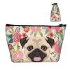 Xsovgoi Pug Dogs Floral Boho Flowers Travel Makeup Bag Organizer, Cosmetic Bags, Multi Purpose Pouch Bag view 4