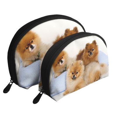 Xsovgoi Cute Pomeranian Plug Shell Shapes Portable Makeup Bag Multi-Function Cosmetic Bag Storage Bag 2pcs