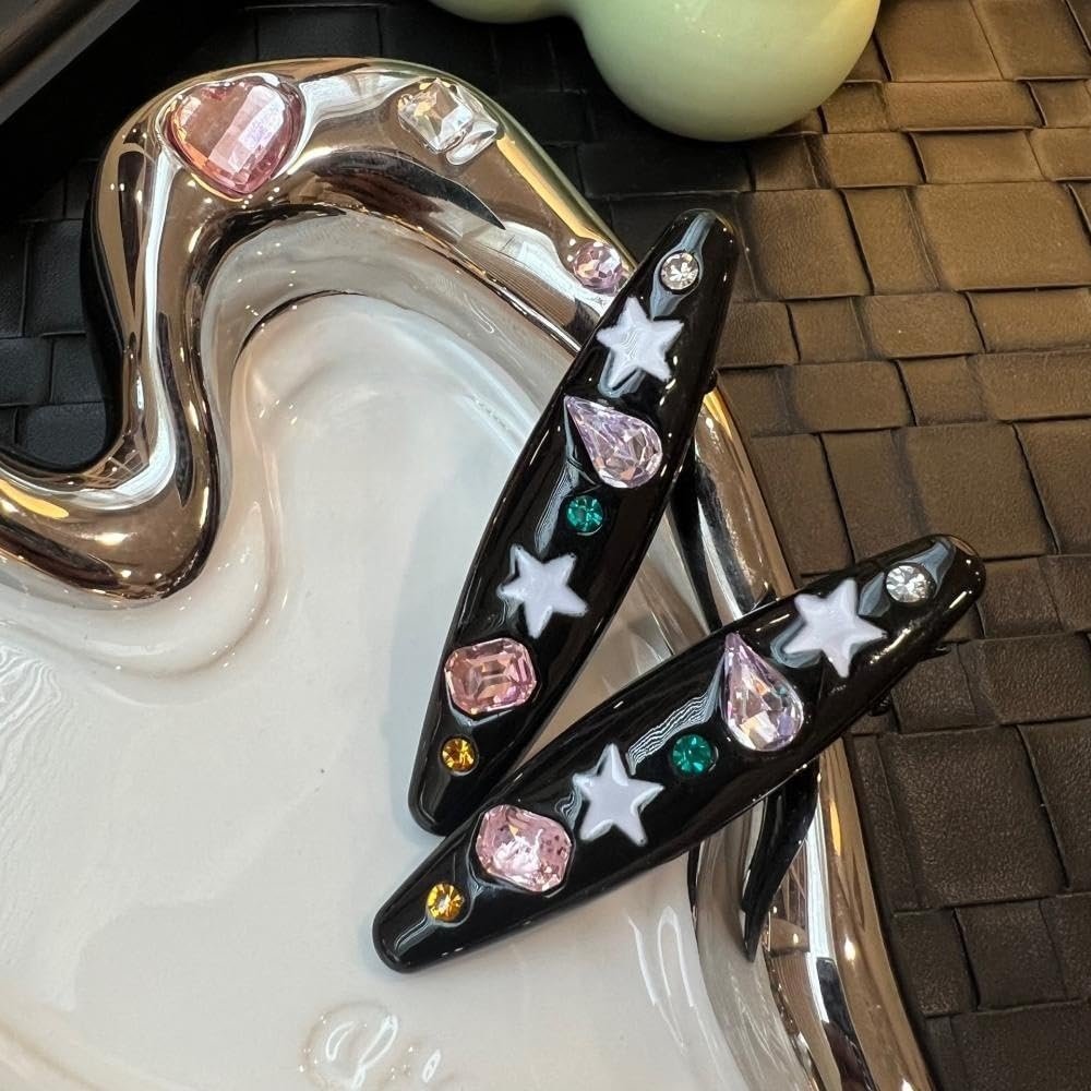 Hair Pins Rhinestone Hair Claw Clips For Women, Crystal Hair Catch Barrette Acrylic Jaw Clamp For Thick Hair, Fancy Rhinestone Claw Hair Clips, Large Bling Hair Clamps Strong Hold Hair Barrettes Hair