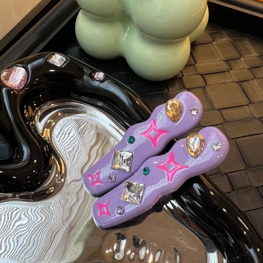 Hair Pins Rhinestone Hair Claw Clips For Women, Crystal Hair Catch Barrette Acrylic Jaw Clamp For Thick Hair, Fancy Rhinestone Claw Hair Clips, Large Bling Hair Clamps Strong Hold Hair Barrettes Hair
