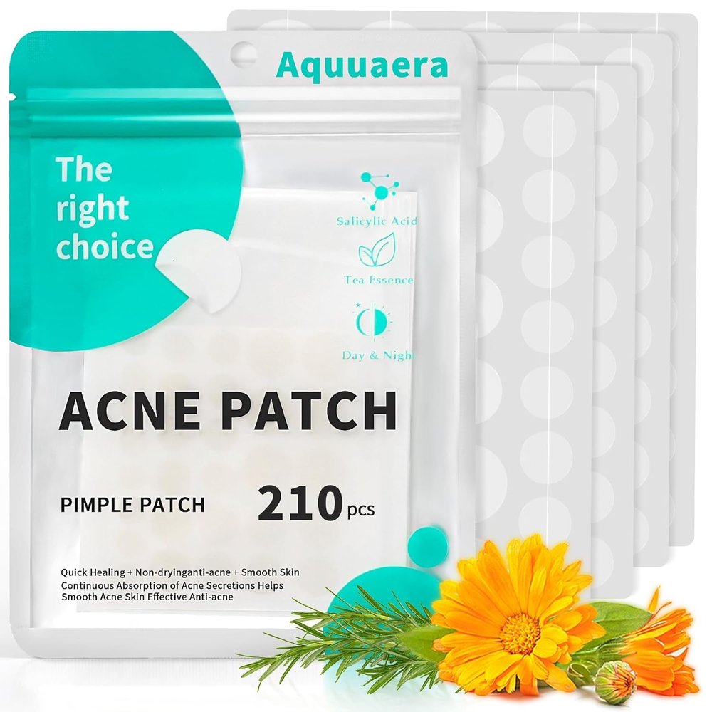 Aquuaera Pimple Patches for Face Acne Patches/Hydrocolloid Patches for Covering Zits and Blemishes/Spot Care for FaceAbsorb Fluid,4 size (210 Count)