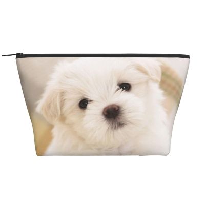 Xsovgoi Cute Maltese Puppy Travel Makeup Bag Organizer, Cosmetic Bags, Multi Purpose Pouch Bag