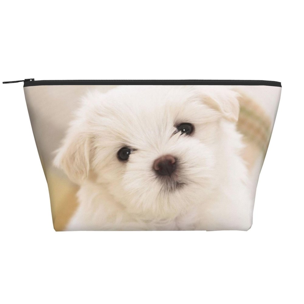 Xsovgoi Cute Maltese Puppy Travel Makeup Bag Organizer, Cosmetic Bags, Multi Purpose Pouch Bag
