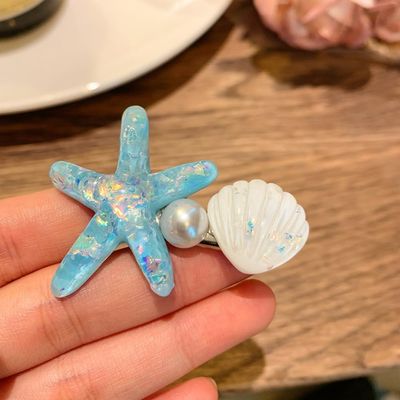 Hair Pins Artificial Shell Pearl Starfish Hair Clip Set Resin Alligator Hair Clips Seashell Hair Clips Princess Clip Beach Mermaid Hairpin Headwear Styling Hair Accessories For Girls Women Ladies Hair