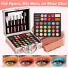 Anpro All-in-One Makeup Kit for Girls 10-12 with Case, Pro Teen Makeup Set, Tween Makeup Kit, Full Starter Make Up Kit with Brushes, Eyeshadow Palette, Blushes, Glitter Gel, Temporary Tattoo Stickers view 2