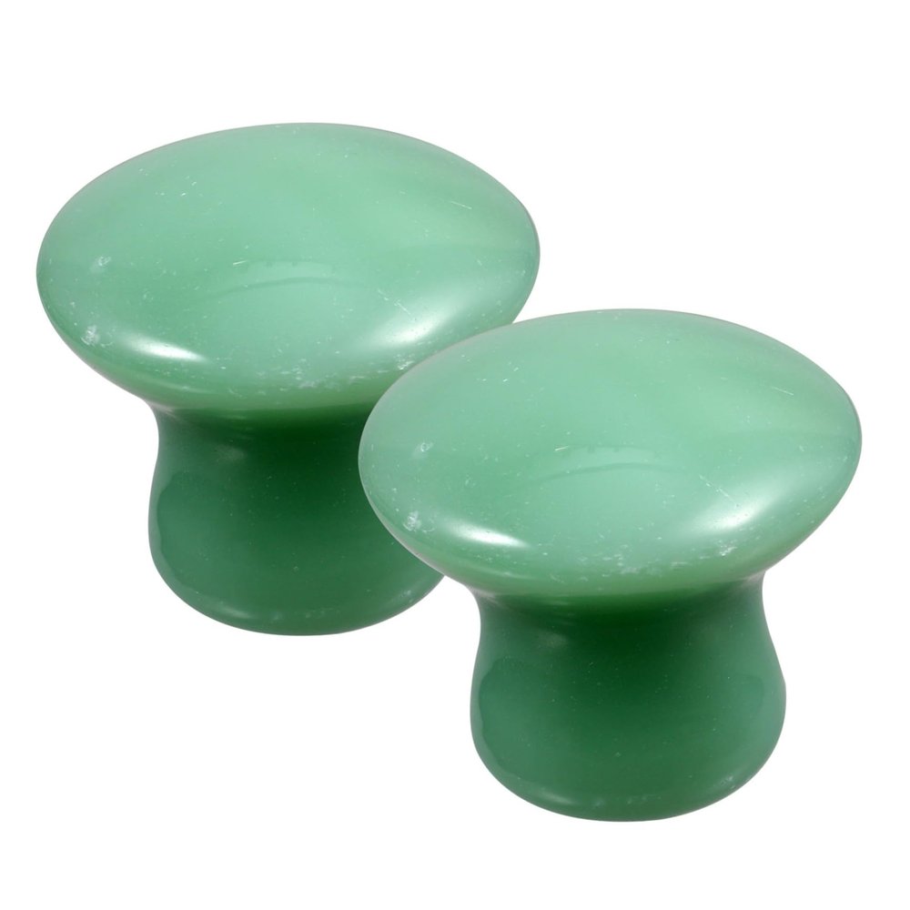 Beavorty 6pcs Green Mushroom Shaped Facial Massagers Natural Aventurine Scraping Boards for Improved Circulation and Comfortable Beauty Tools for Spa and Home Use