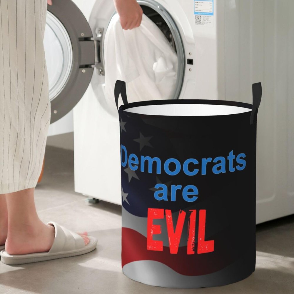 Democrats Are Evils Circular Hamper Lasting Organization Bedroom Bathroom Dcor
