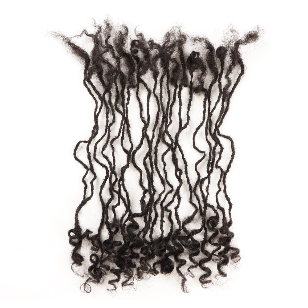 0.2cm 8-12inch 20-40 Strands 100% Real Human Hair Micro Dreadlock Extensions with Curly Ends Natural Black Curly Locs Can Be Dyed Bleached Curled And Twisted (Natural black, 20 strands 8inch)