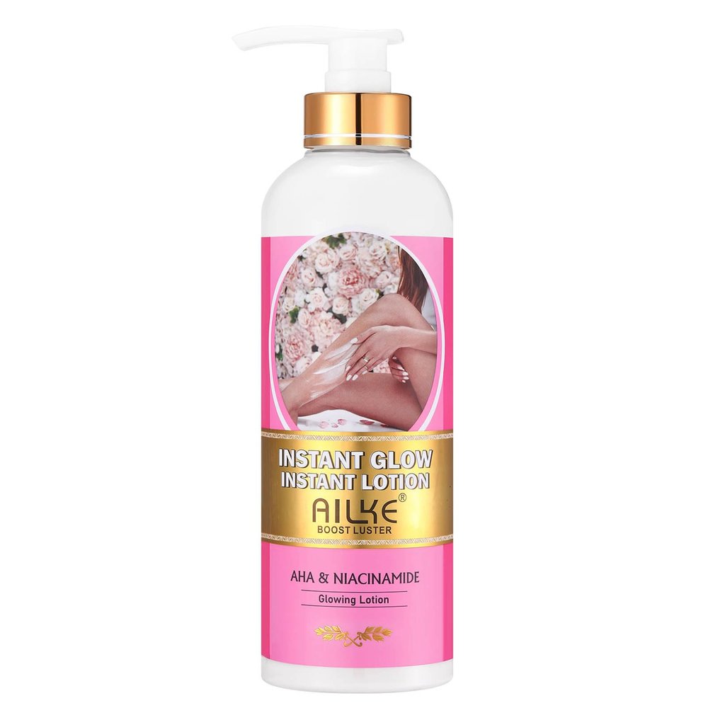 AILKE Skin Glowing Body Lotion, Moisturizing, Nourishing, Improve Dull Skin, With Niacinamide, AHA, Vegan Cream For Boost Skin Luster, 16.9 fl oz