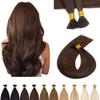 SEGO I Tip Hair Extensions Human Hair Keratin Pre Bonded MicroBeads Tip Balayage Natural Silky Straight Extensions 100 Strands 50g/Pack -16 Inch Medium Brown view 1