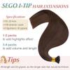 SEGO I Tip Hair Extensions Human Hair Keratin Pre Bonded MicroBeads Tip Balayage Natural Silky Straight Extensions 100 Strands 50g/Pack -16 Inch Medium Brown view 3